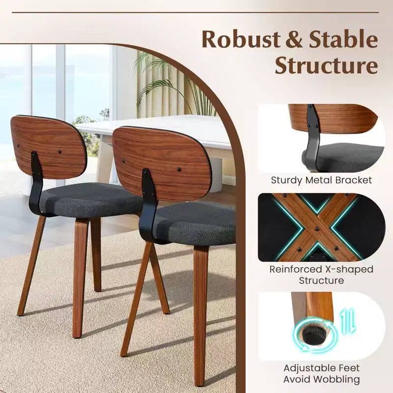 Chaises de salle à manger Costway lot de 4 avec dossier incurvé et assise rembourrée pour salle à manger et salon