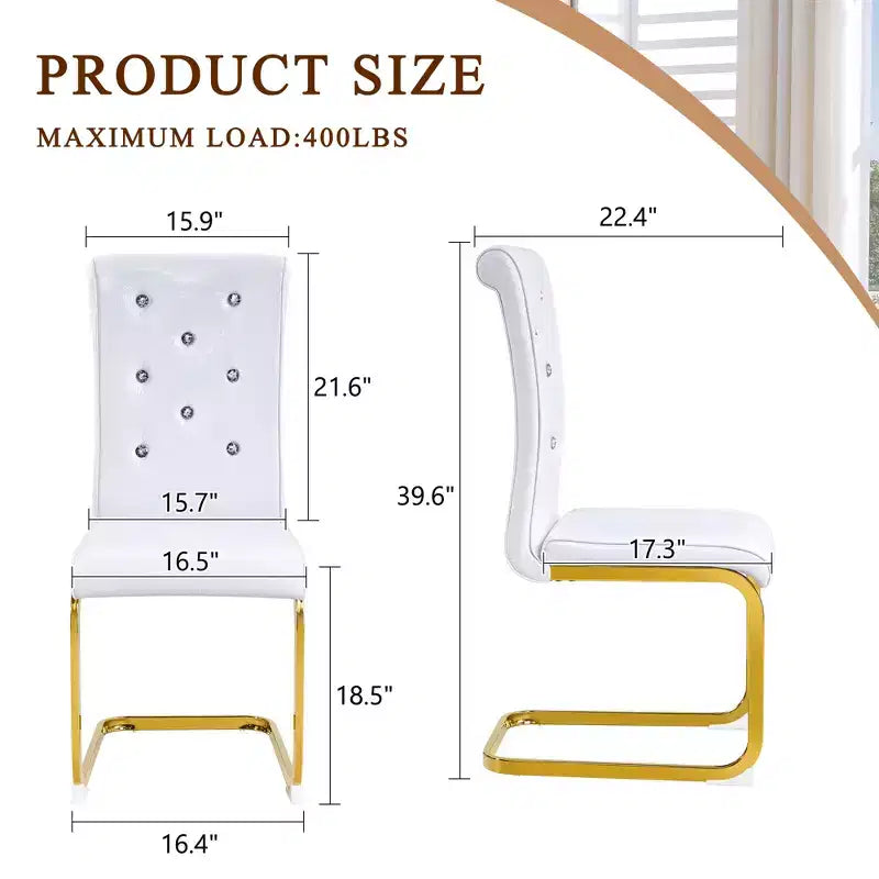 Lot de 2 chaises de salle à manger rétro en similicuir façon alligator avec pieds dorés
