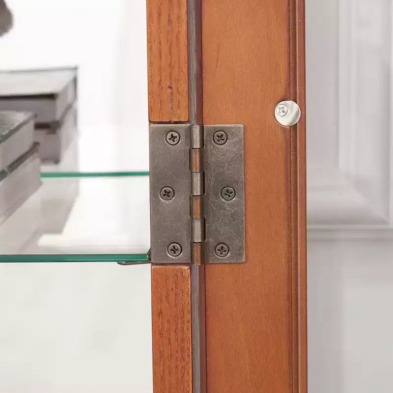 Vitrine à 2 portes avec portes en verre trempé, panneau arrière miroir, étagères réglables et éclairage pour le bureau à domicile