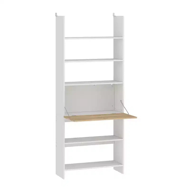 Étagère murale et présentoir blanc Famapy avec bureau rabattable et éclairage LED