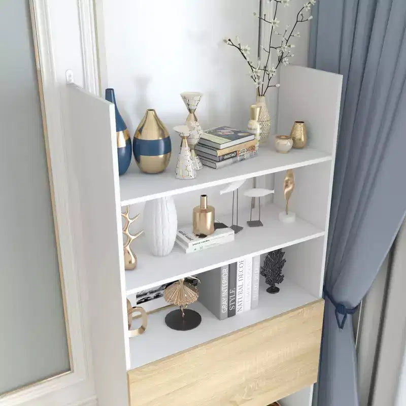 Étagère murale et présentoir blanc Famapy avec bureau rabattable et éclairage LED