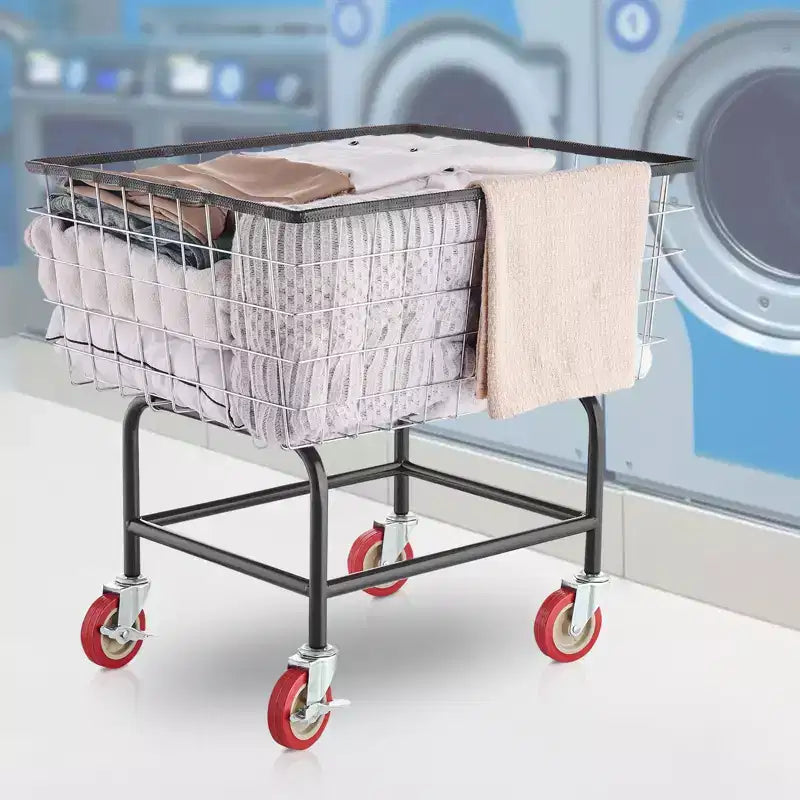 Chariot à Linge en Fil VEVOR, Panier à Linge en Fil Métallique de 100 Litres avec Roues, 67,8x55,1x67,1 cm, Chariot à Linge Commercial en Fil Métallique, Cadre en Acier, 4 roulettes, Argent