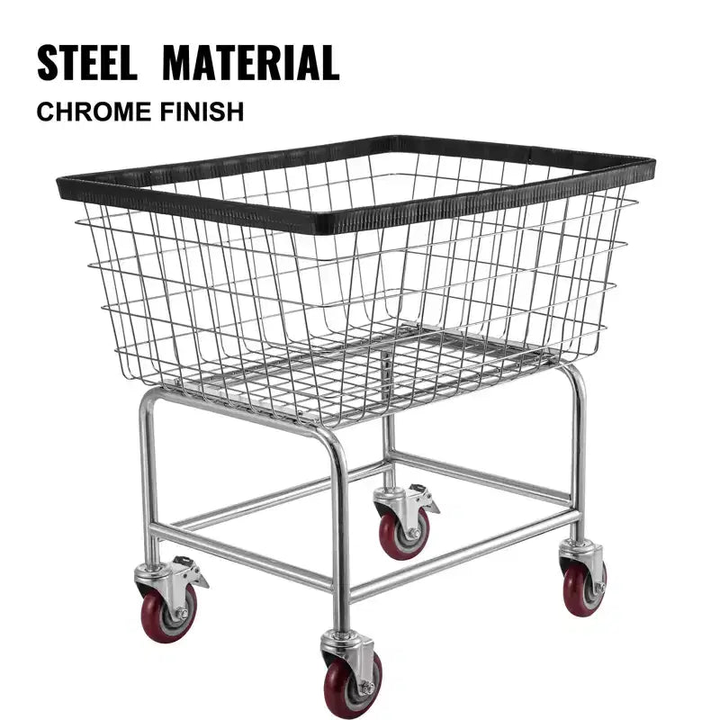 Chariot à Linge en Fil VEVOR, Panier à Linge en Fil Métallique de 100 Litres avec Roues, 67,8x55,1x67,1 cm, Chariot à Linge Commercial en Fil Métallique, Cadre en Acier, 4 roulettes, Argent
