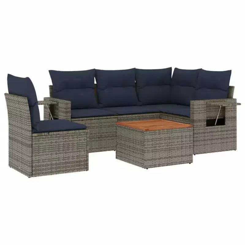 vidaXL Outdoor Sofa Set Solid Acacia Wood and Polyester Natural