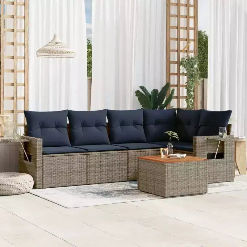 vidaXL Salon de jardin en acacia massif et polyester Naturel