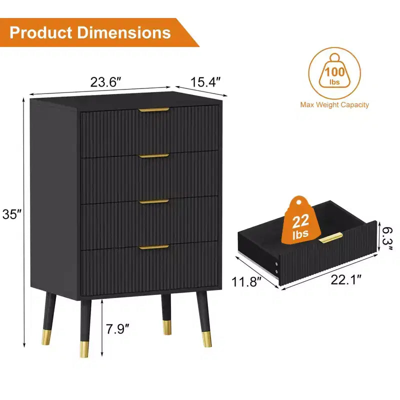 Commode de chambre, commode de rangement moderne à 4 tiroirs, petite commode de placard de rangement, table de chevet