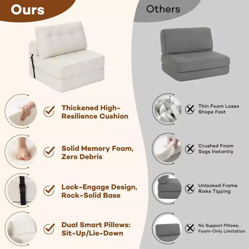 WARMOUNTS Canapé-lit pliant avec dossier réglable, fauteuil-lit portable pour salon et bureau