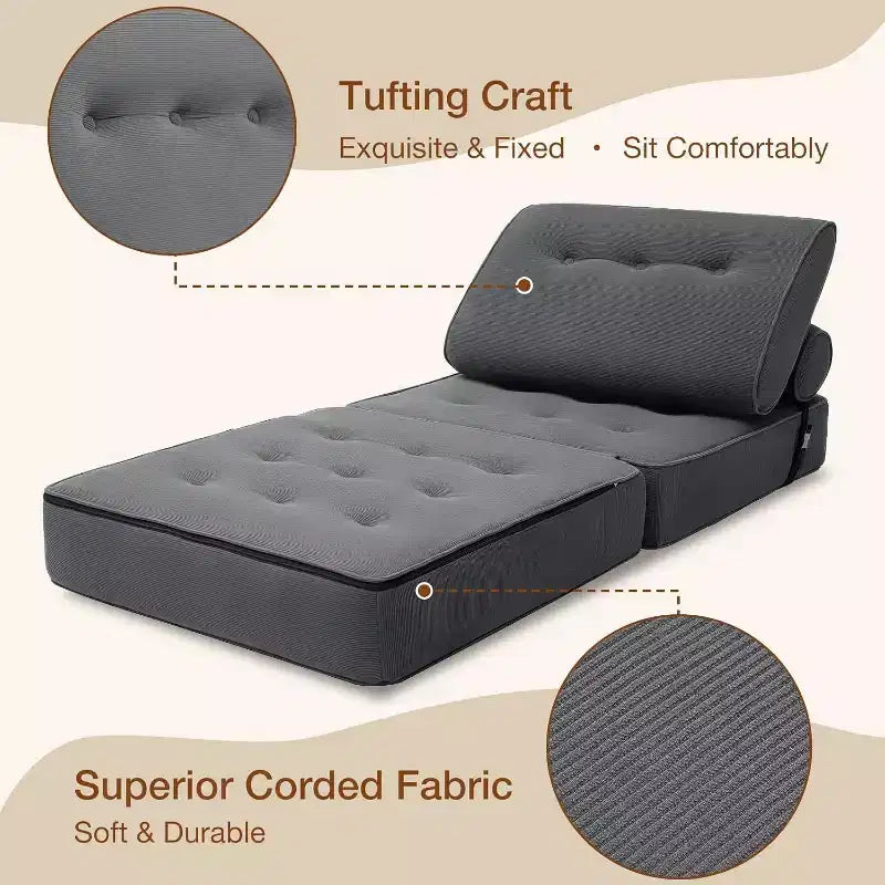 WARMOUNTS Canapé-lit pliant avec dossier réglable, fauteuil-lit portable pour salon et bureau