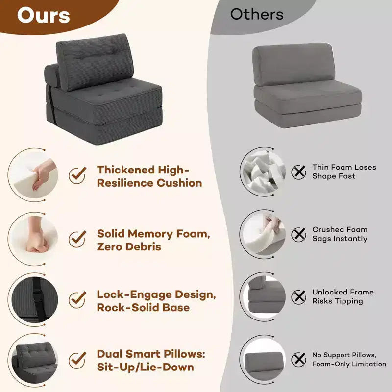 WARMOUNTS Canapé-lit pliant avec dossier réglable, fauteuil-lit portable pour salon et bureau