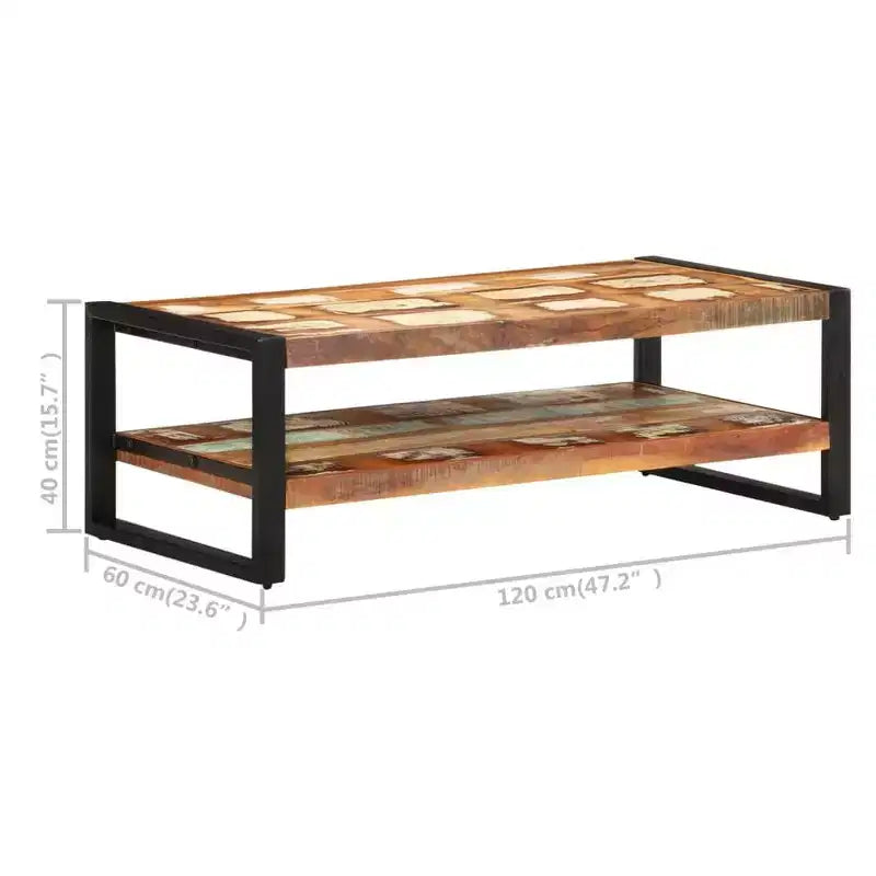 vidaXL Table basse Bois de récupération massif mélangé et fer enduit de poudre