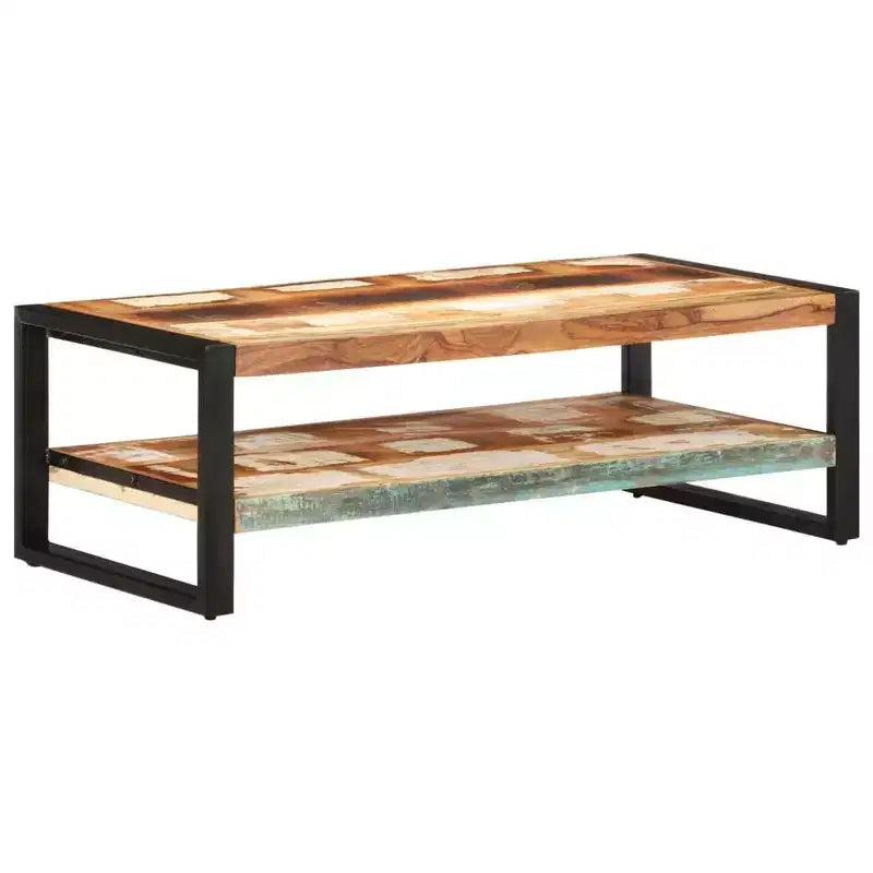 vidaXL Table basse Bois de récupération massif mélangé et fer enduit de poudre