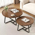 2 PCS Coffee Table, Durable Mid Century Small Round Coffee Tables for Living Room, Easy Assembly Modern Nesting Coffee Tables Set, Circle Side Tables