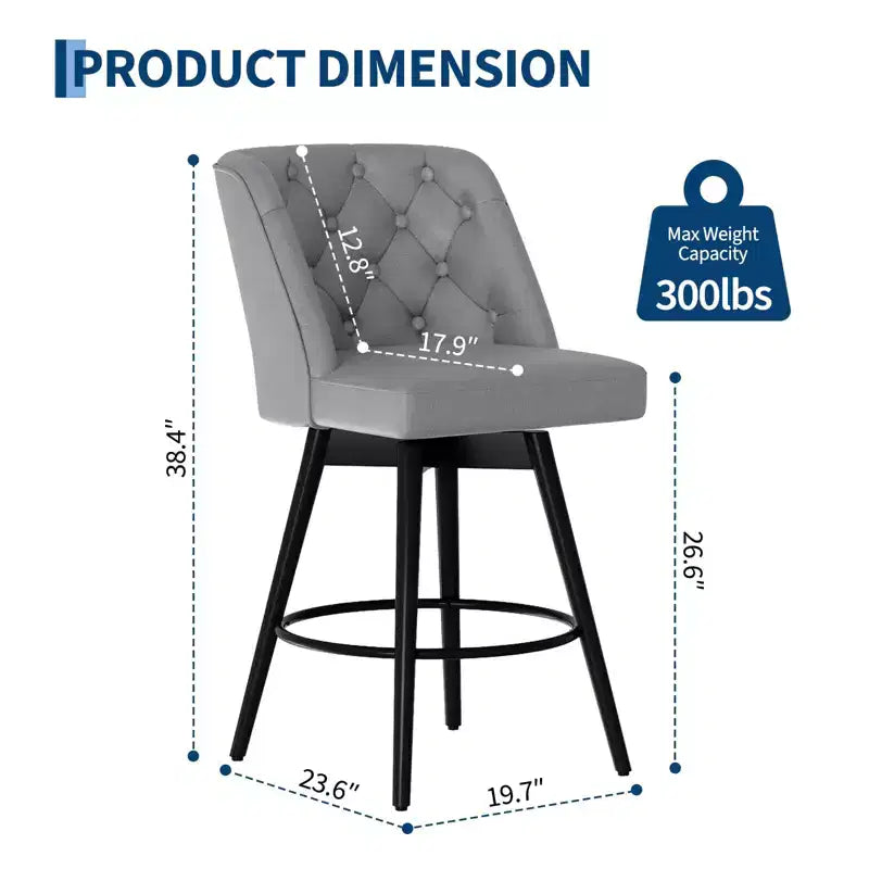 Tabourets de bar avec dossiers, lot de 2 tabourets de bar hauteur de comptoir 66 cm, chaises d'îlot de cuisine modernes