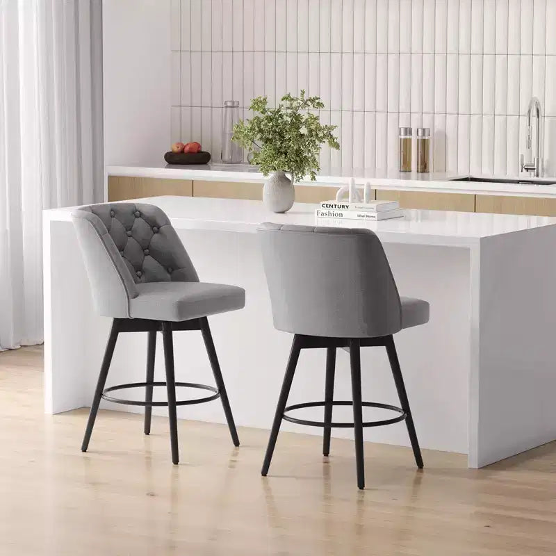 Tabourets de bar avec dossiers, lot de 2 tabourets de bar hauteur de comptoir 66 cm, chaises d'îlot de cuisine modernes