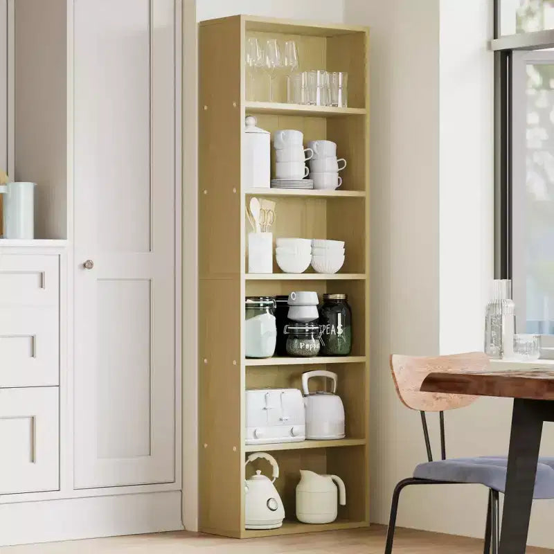 Bibliothèque industrielle à 6 étagères, 161,5 cm de hauteur, en bois rustique, avec une capacité de 113 kg, étagères de rangement autoportantes pour maison et bureau
