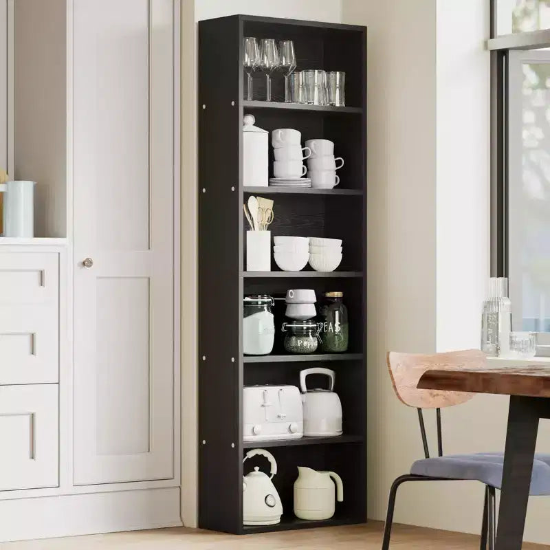 Bibliothèque industrielle à 6 étagères, 161,5 cm de hauteur, en bois rustique, avec une capacité de 113 kg, étagères de rangement autoportantes pour maison et bureau