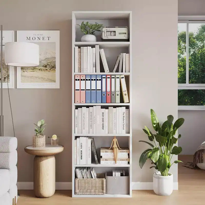 Bibliothèque industrielle à 6 étagères, 161,5 cm de hauteur, en bois rustique, avec une capacité de 113 kg, étagères de rangement autoportantes pour maison et bureau