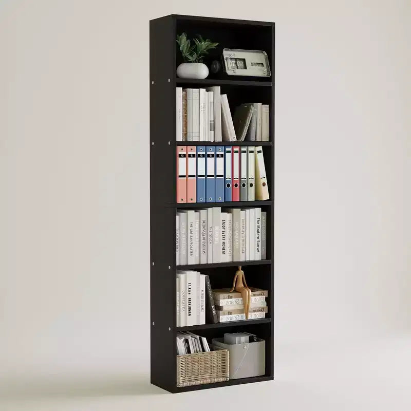 Bibliothèque industrielle à 6 étagères, 161,5 cm de hauteur, en bois rustique, avec une capacité de 113 kg, étagères de rangement autoportantes pour maison et bureau