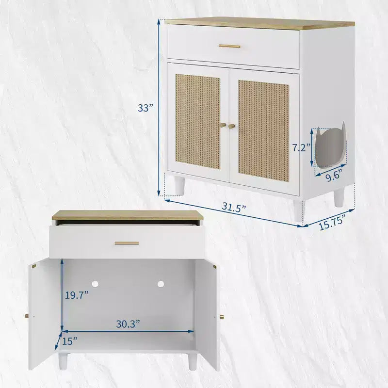 Meuble cache litière pour chat Acekool, anti-chien, mobilier moderne pour chat avec rangement pour la maison
