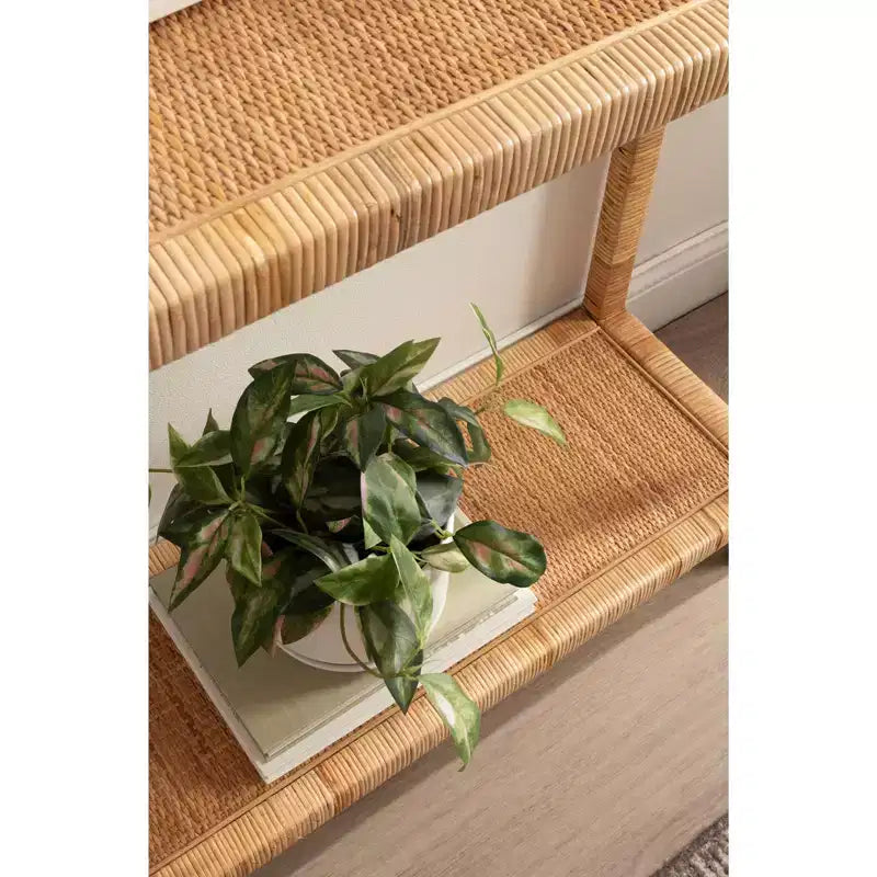 Console en rotin Kate and Laurel Rafina, 36x12x30, Naturel