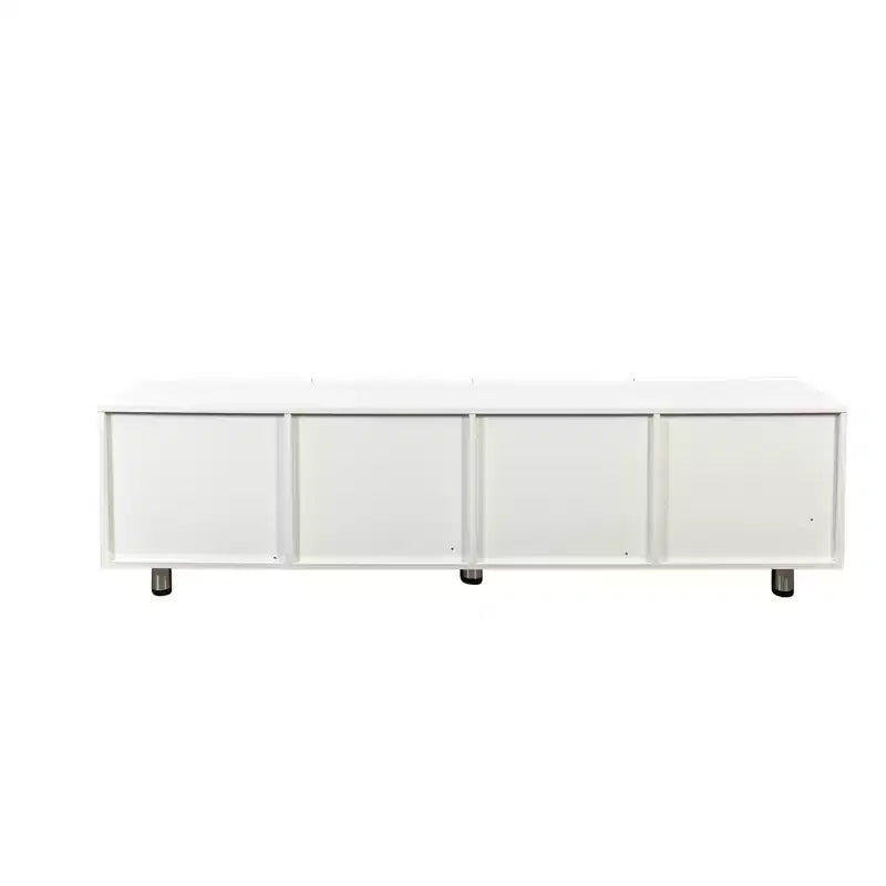 Meuble TV moderne JVNOXK de 70 pouces, adapté aux télévisions de 65 pouces et plus, avec espace de rangement et deux tiroirs, idéal pour les salons, blanc