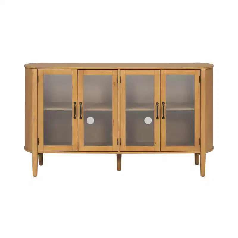 Meuble de rangement Christopher Knight Home Feyra 58 po de style moderne du milieu du siècle avec 4 portes vitrées et des étagères réglables