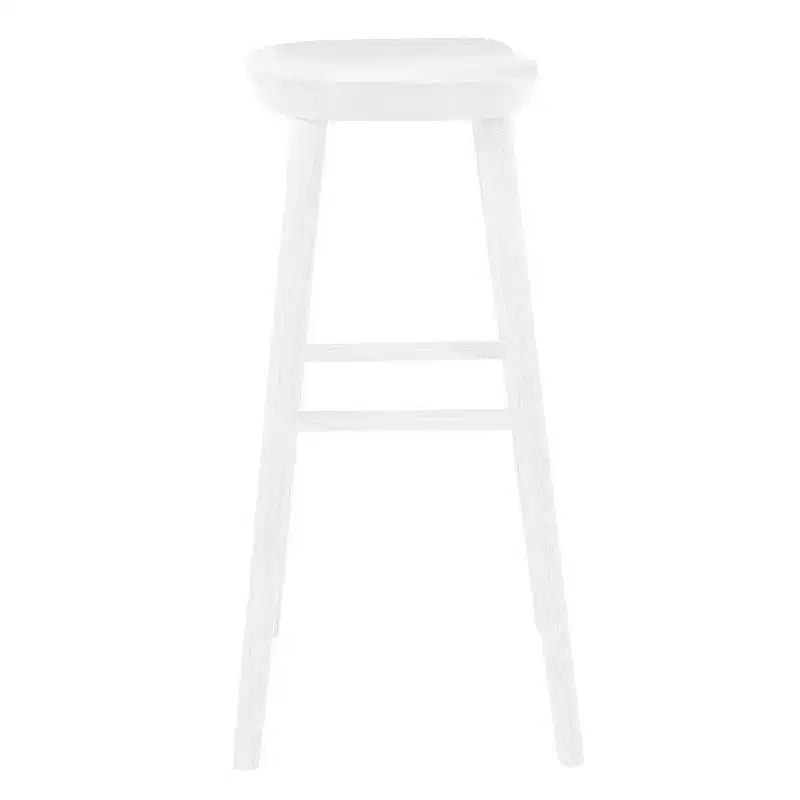 Chaise de bar HomeRoots 29 en bois manufacturé blanc sans dossier, hauteur bar