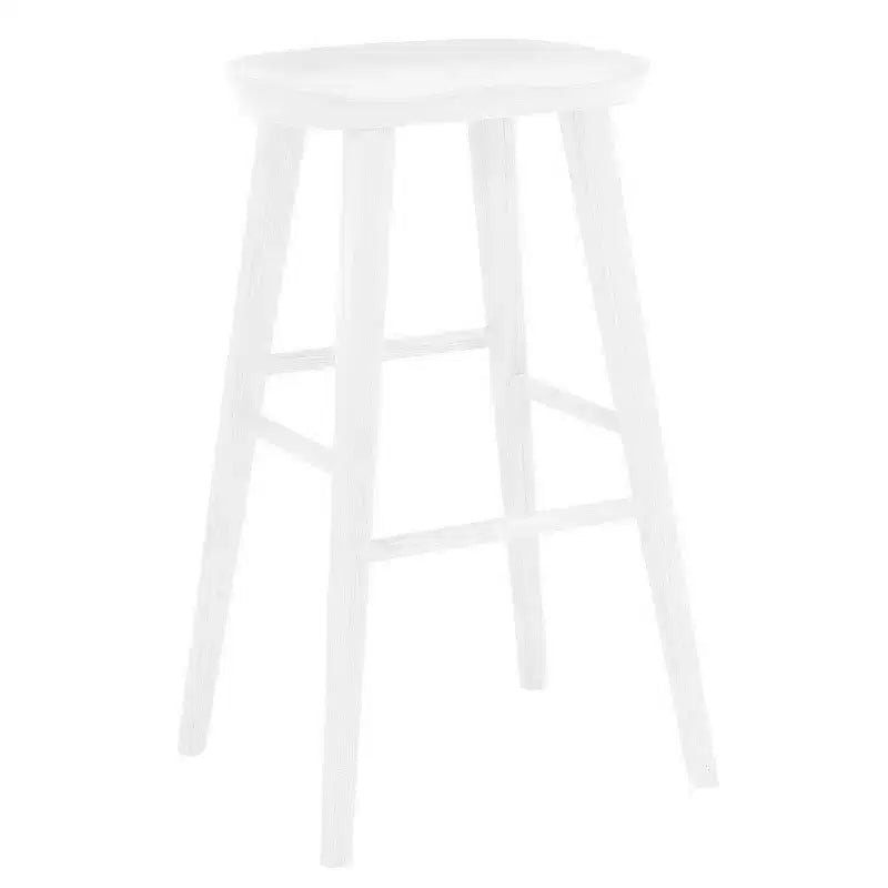 Chaise de bar HomeRoots 29 en bois manufacturé blanc sans dossier, hauteur bar