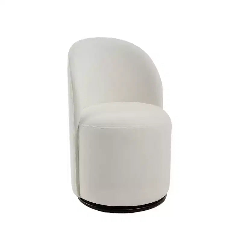 HomeRoots Cream and Black Velvet Curved Back Swivel Dining Arm Chair