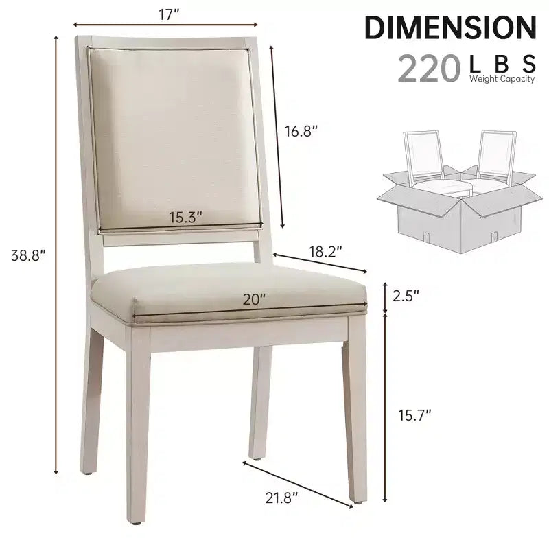 Lot de 2 chaises de salle à manger modernes minimalistes, avec coussin en lin, cadre en bois de frêne massif, pour cuisine, salon et réception - Morden Fort