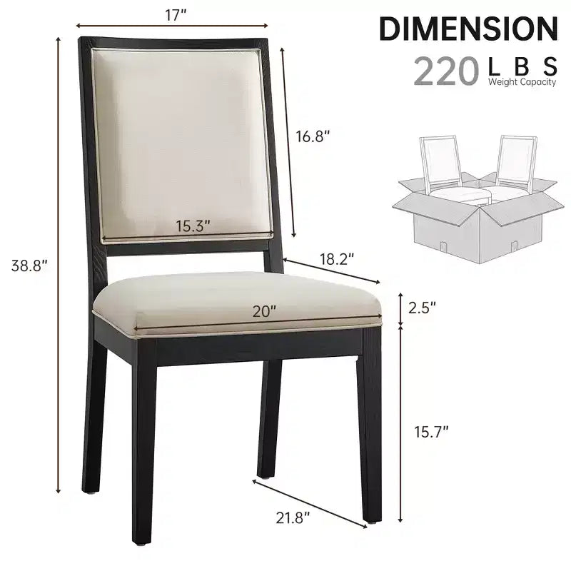 Lot de 2 chaises de salle à manger modernes minimalistes, avec coussin en lin, cadre en bois de frêne massif, pour cuisine, salon et réception - Morden Fort