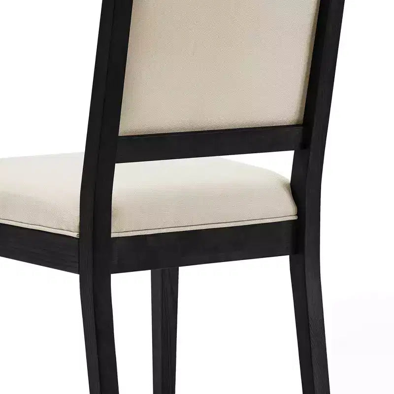 Lot de 2 chaises de salle à manger modernes minimalistes, avec coussin en lin, cadre en bois de frêne massif, pour cuisine, salon et réception - Morden Fort