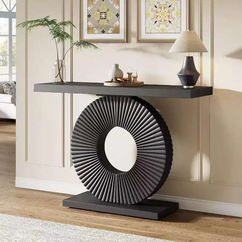 Lantine Console étroite moderne de 99 cm, Table de canapé étroite en bois derrière le canapé pour salon, entrée, couloir, noir