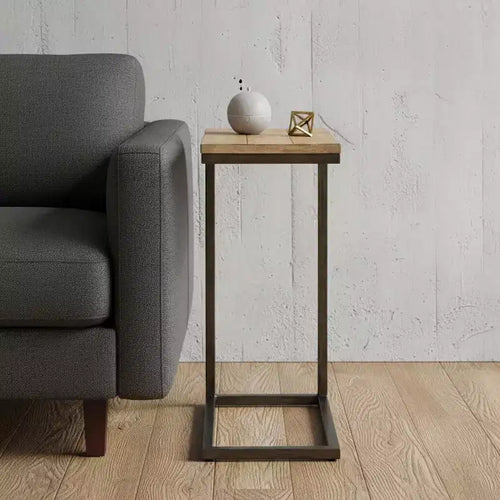 Table d'appoint rectangulaire en bois massif noir et chêne 25