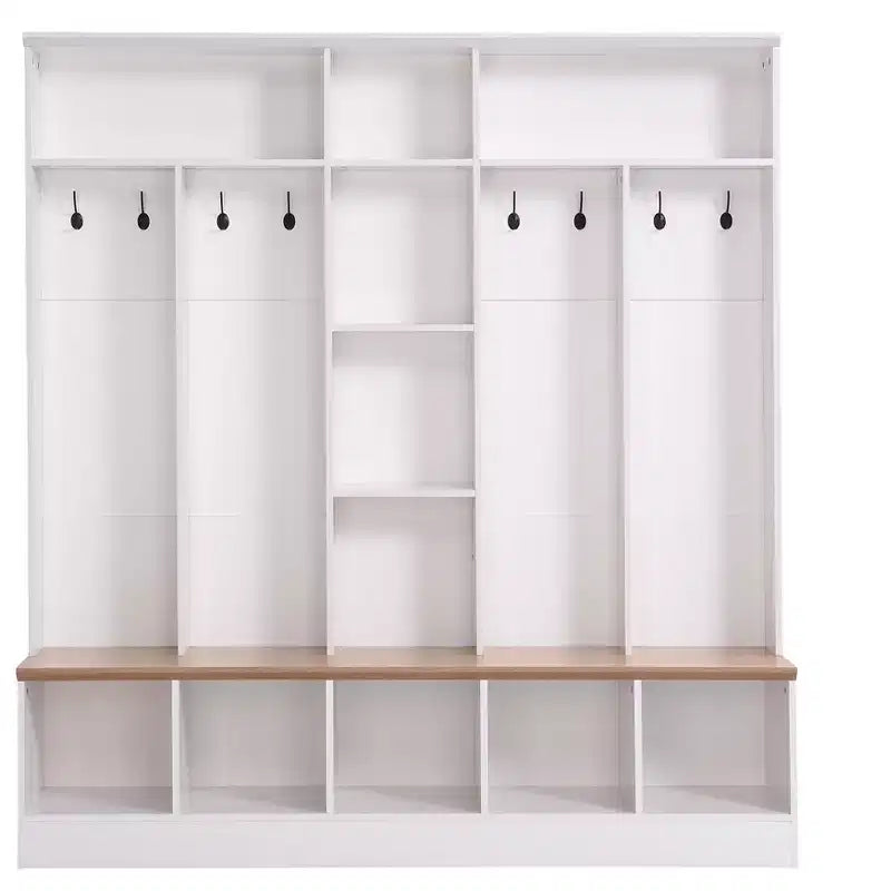 GDFStudio Jessica Arbre d'entrée multifonctionnel et large avec banc de rangement et armoire à chaussures