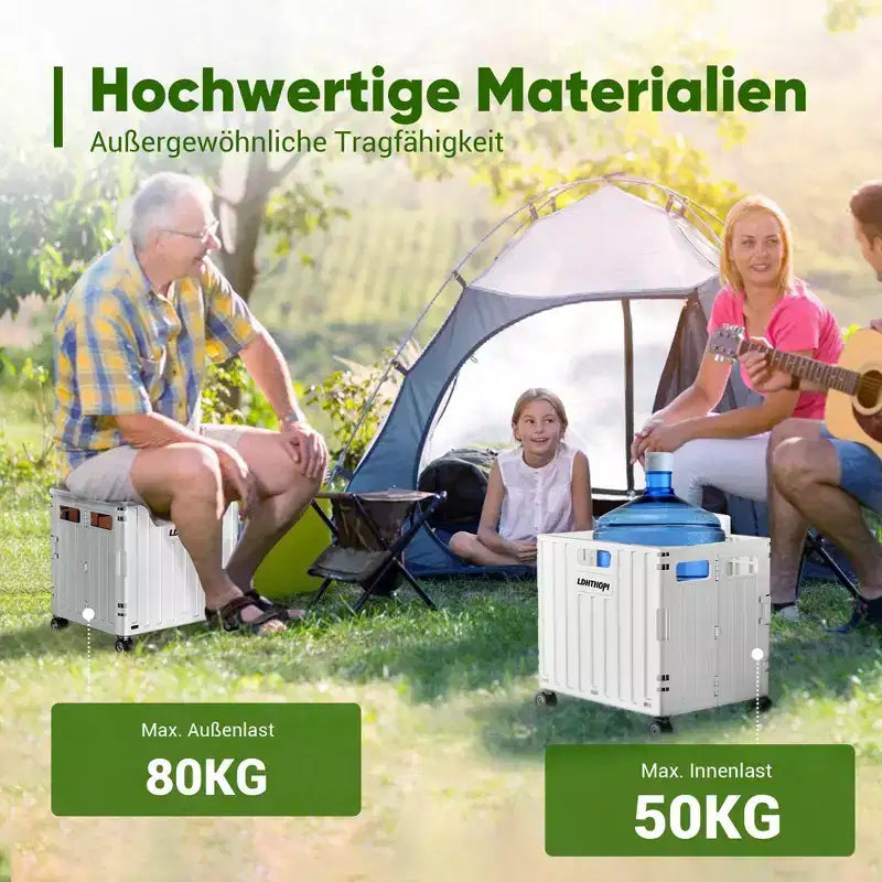 Chariot de courses utilitaire pliable blanc de 65 L avec poignée réglable et roues pivotantes, chariot roulant portable pour l'épicerie, la lessive et les voyages