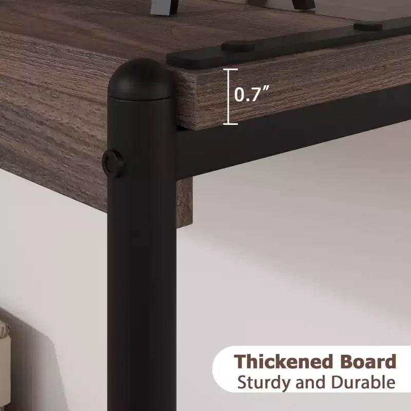 Console de table de ferme à 2 niveaux avec étagères à lattes en bois, table de canapé d'entrée à cadre en métal rustique pour salon, couloir, foyer