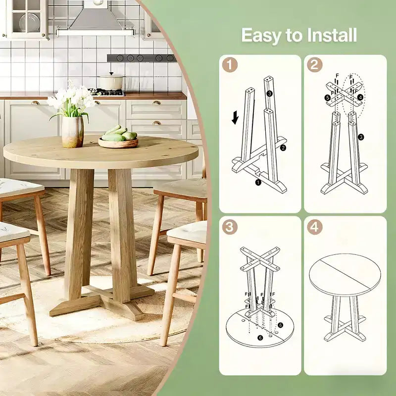 Table de salle à manger ronde moderne GDFStudio Ashton 31,5 po en bois