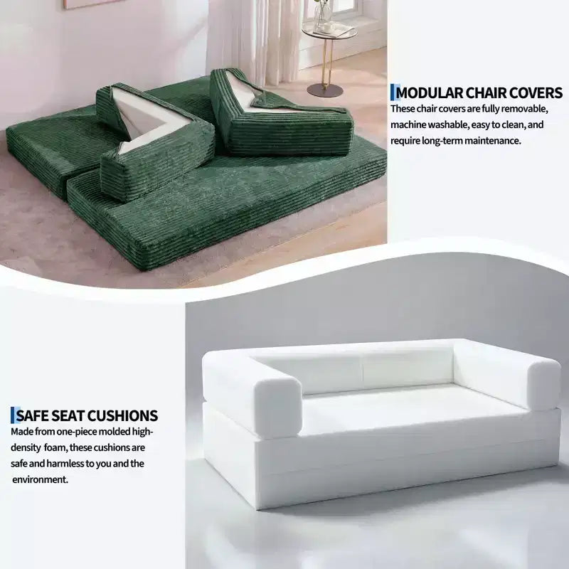 Canapé-lit de 205 cm, canapé-lit convertible 5 en 1, canapé-lit pliant en velours côtelé pour salon, chambre, appartement et dortoir