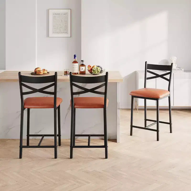 Lot de 2 tabourets de bar, chaises de bar hauteur comptoir avec dossier et coussin épais, chaises de salle à manger rembourrées, tabourets de bar pour îlot de cuisine, salle à manger