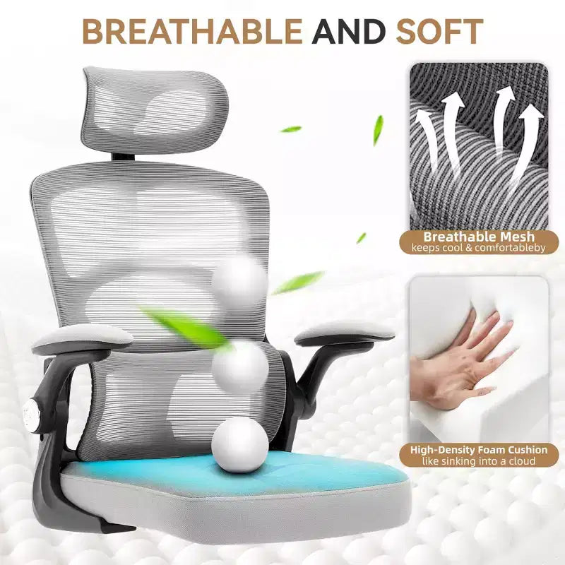 Fauteuil de bureau ergonomique à dossier haut en maille, appui-tête réglable, soutien lombaire, chaise pivotante à 360°, chaise d'ordinateur, de jeu, pour la maison ou le bureau