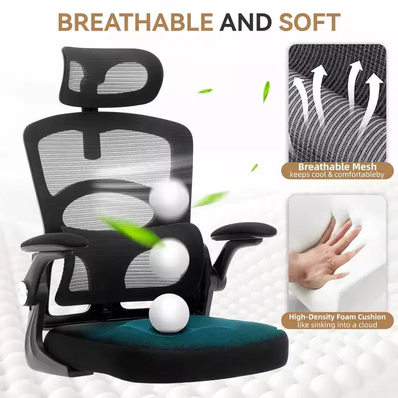 Fauteuil de bureau ergonomique à dossier haut en maille, appui-tête réglable, soutien lombaire, chaise pivotante à 360°, chaise d'ordinateur, de jeu, pour la maison ou le bureau