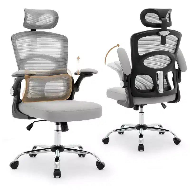 Fauteuil de bureau ergonomique à dossier haut en maille, appui-tête réglable, soutien lombaire, chaise pivotante à 360°, chaise d'ordinateur, de jeu, pour la maison ou le bureau