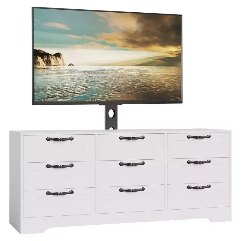Meuble TV Acekool à 9 tiroirs avec support réglable, console multimédia pour salon ou chambre à coucher