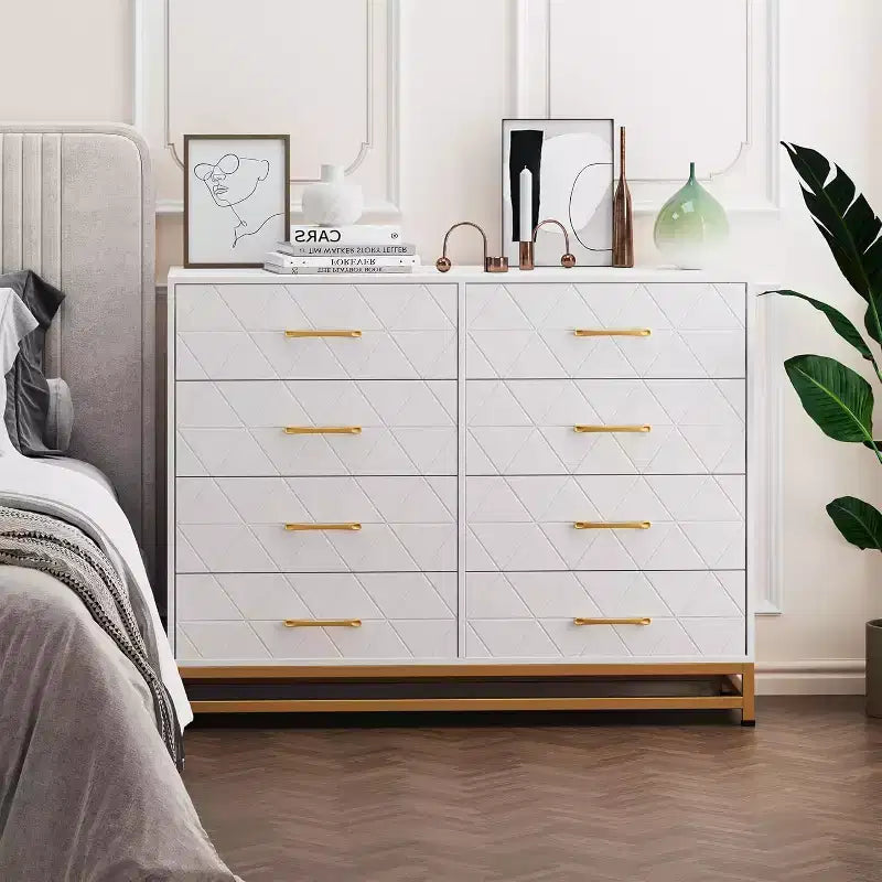 Acekool 8 Drawer Tall Dresser for Bedroom and Closet with Soft Close Glides and Anti Tip Safety Chest