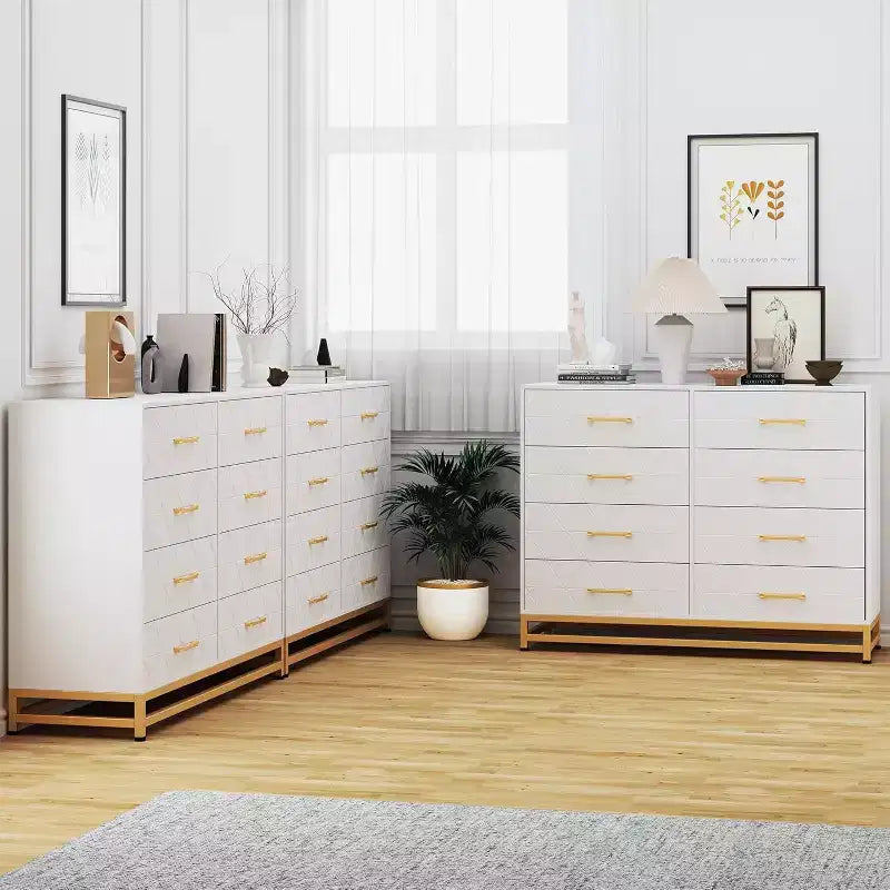 Commode haute Acekool à 8 tiroirs pour chambre et placard avec glissières à fermeture douce et dispositif anti-basculement