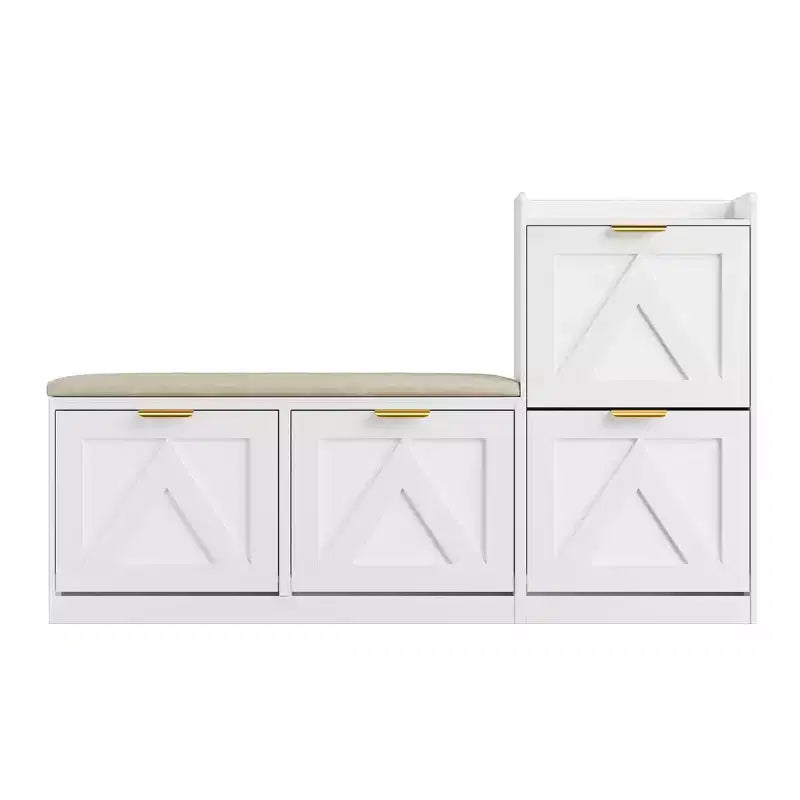 Meuble à chaussures rustique Acekool, banc 4 tiroirs basculants, siège réglable pour entrée, couloir, chambre
