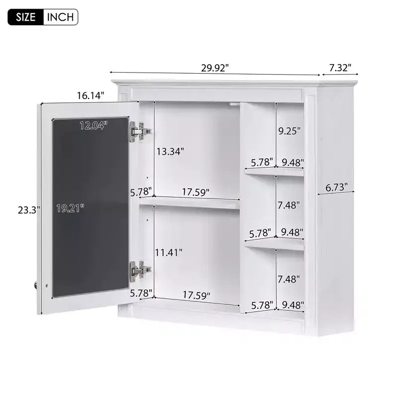 AMMER Armoire à pharmacie 76 x 71 cm, Meuble de rangement mural pour salle de bain, Meuble haut de salle de bain avec miroir, Armoire miroir avec 3 étagères ouvertes