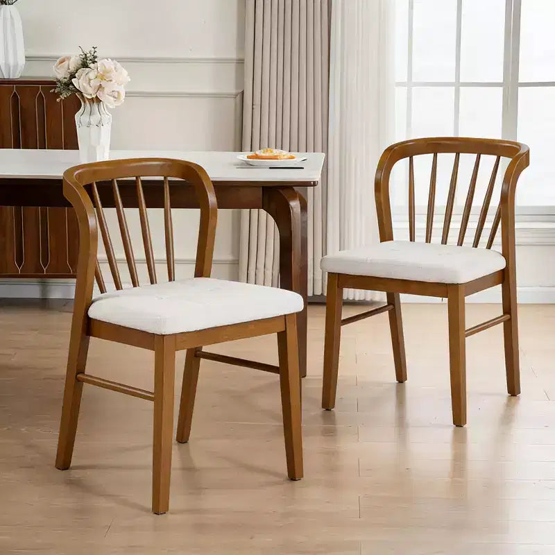 Chaise de salle à manger sans accoudoirs Christopher Knight Home Preston en bois d'hévéa de style milieu de siècle avec assise rembourrée et dossier Windsor