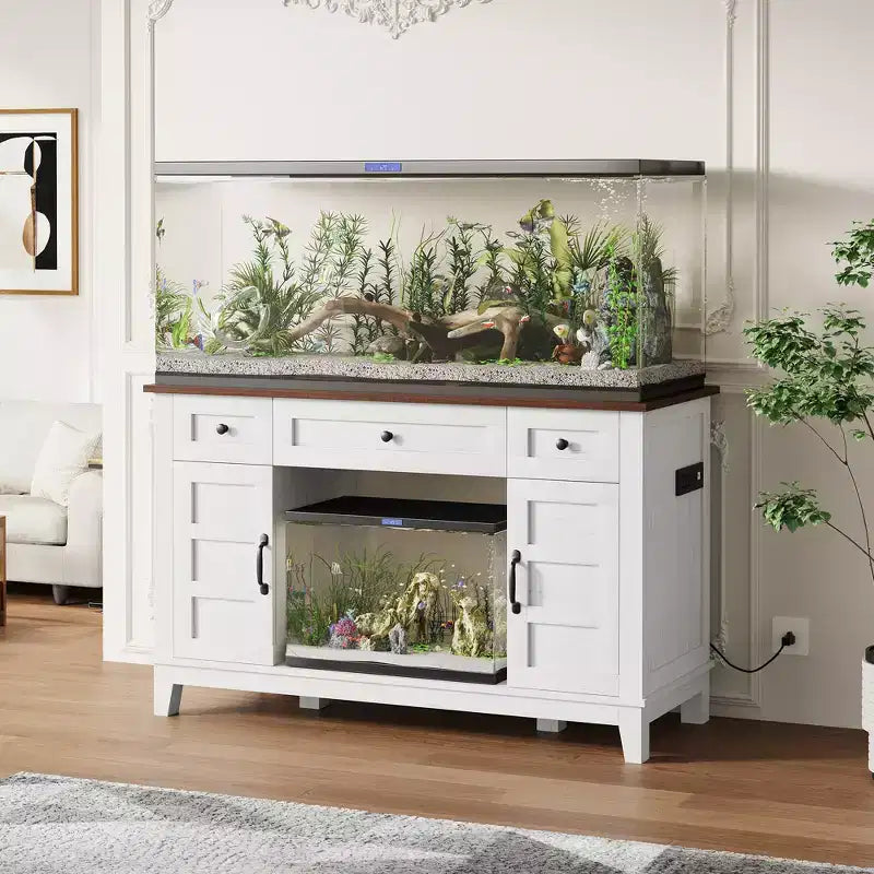 Meuble d'aquarium de style ferme, capacité de 635 kg, étagères de rangement réglables, pour salon, maison (sans aquarium)